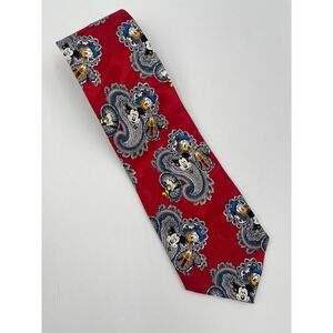 Vintage Disney‎ Mickey Mouse Donald Duck Red Paisley Necktie Balancine Inc